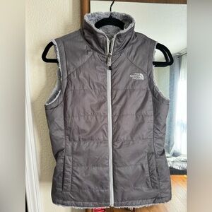 The North Face Vest - Gray Faux Fur Lined Fully Reversible - Women’s Size Small